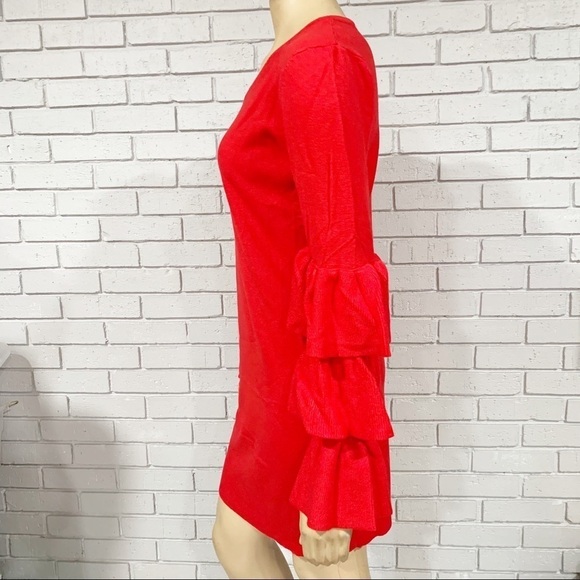 PrettyLittle Thing Red Ruffle Sleeve Knitted Dress - Picture 6 of 13